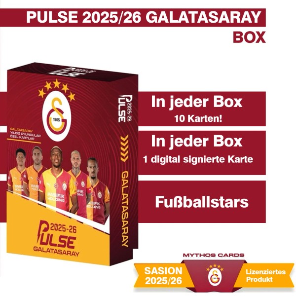 Galatasaray Fußballkarten 2025/26 – GS Edition | 10 Karten | 1 digitale Signatur garantiert