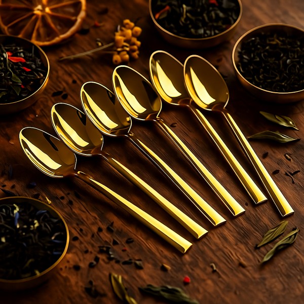 Luxus Teelöffel Set 6-Teilig Gold 18/10 Edelstahl