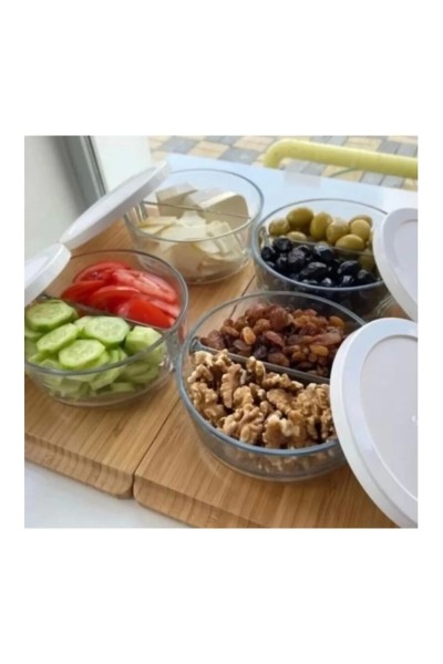 Paşabahçe Polar 4er-Set Doppelkammer-Aufbewahrungsbehälter für Frühstück & Snacks (je 500 ml)