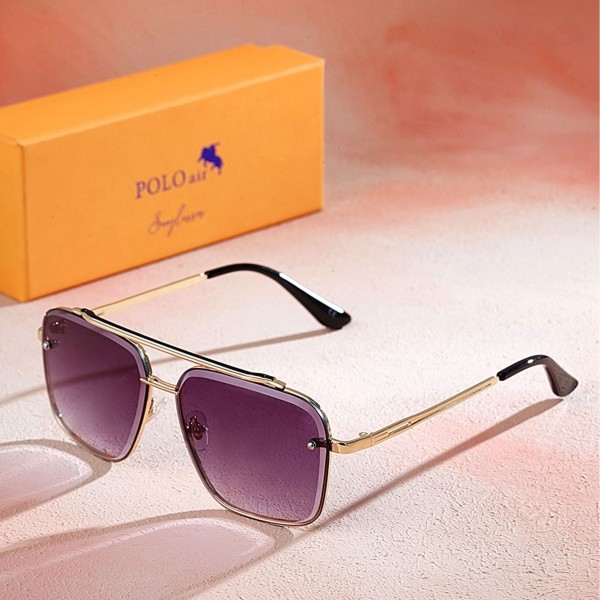 Polo Air Unisex Sonnenbrille Metall Rechteck UV400 Schutz Retro Vintage Style