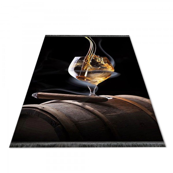 Jungengel Textilien Waschbarer Teppich Cigar & Wine Schwarz Elegant Design Flach 12xGrößen