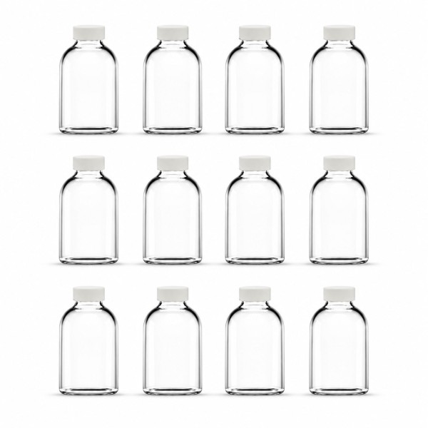 12er Set Shotflaschen aus Glas 50 ml kleine Flaschen mit Verschluss wiederverwendbar