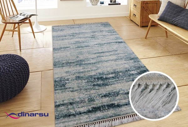 Dinarsu Waschbarer Teppich 1044-Turkuaz 4mm 6x Größen Läufer Turkis