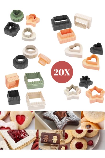 Mapple Home 20er Set Geometrische & Herz-Keksformen – doppelseitig
