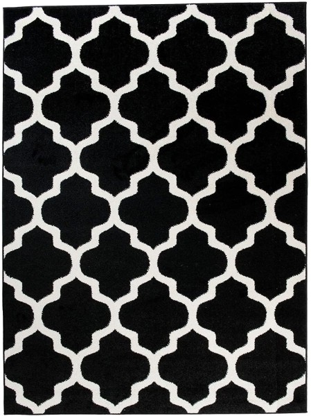 Schwarzer Teppich mit orientalischem Muster – Modern & Elegant