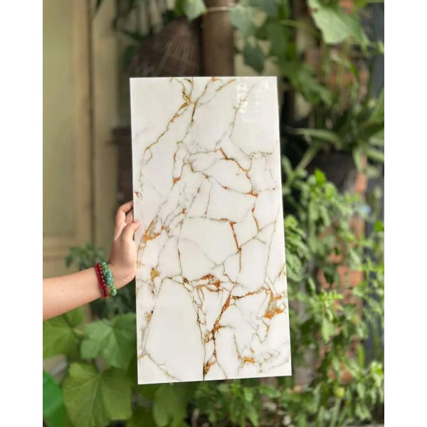 10er-Set PVC Wandpaneele Marmor Optik Weiß-Gold 30x60 cm Selbstklebend