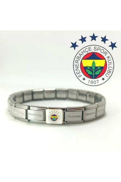 Italienisches Charm-Armband – Edelstahl 316L, Gelb-Dunkelblau, Fan-Design