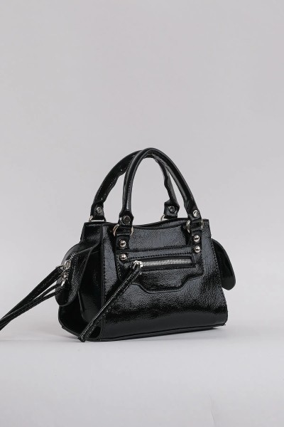 Damen Mini City Bag – Schwarz, kompakte Umhängetasche für Alltag & Stadt