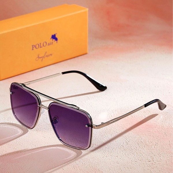 Polo Air Unisex Sonnenbrille Metall Rechteck UV400 Schutz Retro Vintage Style