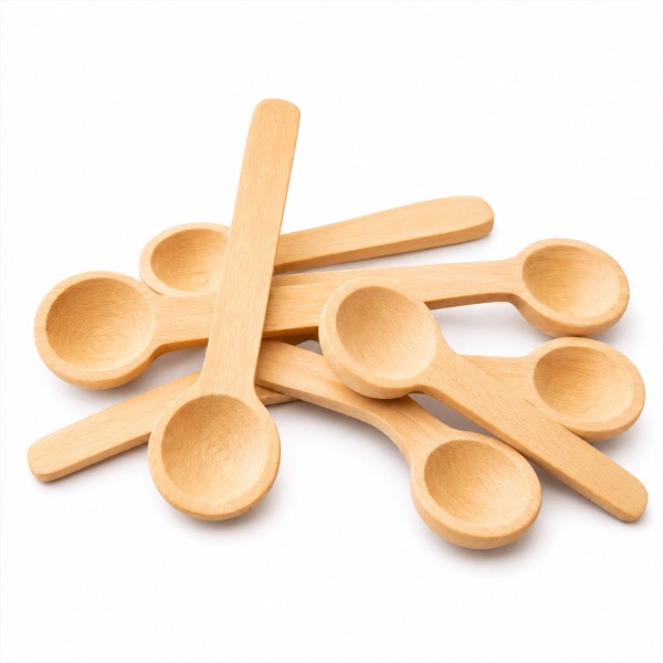 6er Set Mini Gewürzlöffel aus Holz 7,5 cm Dosierlöffel für Gewürze Salz