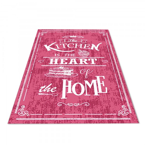Jungengel Textilien Waschbarer Küchenteppich Kitchen Heart Rosa Pink Küche Teppich Läufer