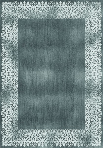 Orientalischer Teppich in Grau mit Barockmuster und Fransen (optional)