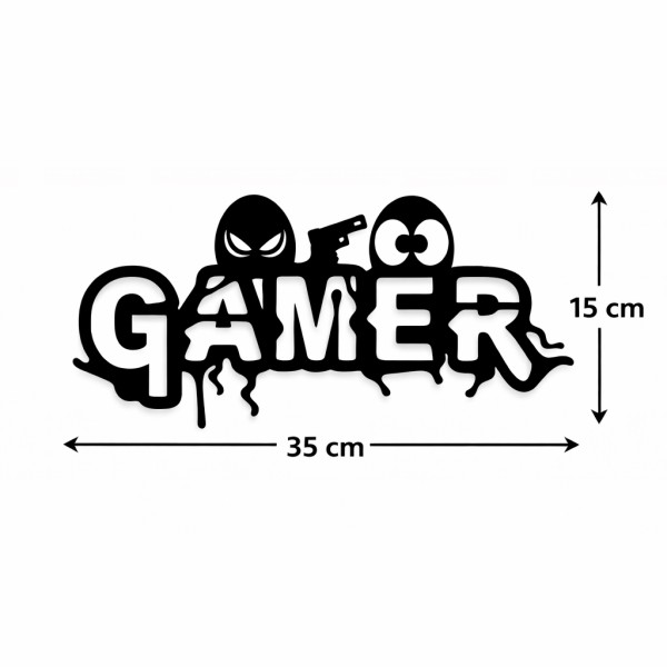 GAMER Wanddeko aus MDF – Schwarzes Holzschild in 4 Größen – Gaming Wanddekoration