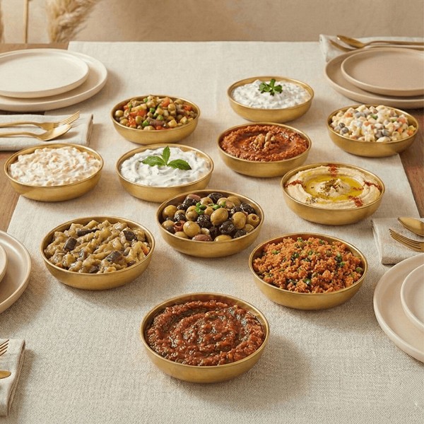 12er Set Gold Schälchen Metall Servierschalen Meze Dessert Mini Schüssel Snackschüssel