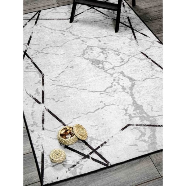 Designteppich Marmor Grau Teppich 8mm Läufer 8x Größen Wohnzimmer Flur