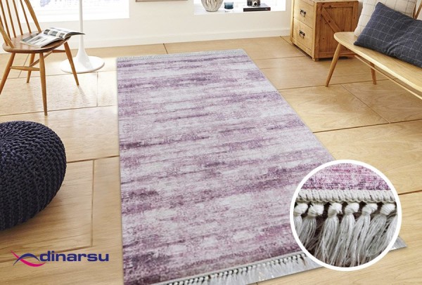 Dinarsu Waschbarer Teppich 1044-Lila 4mm 6x Größen Läufer Lila