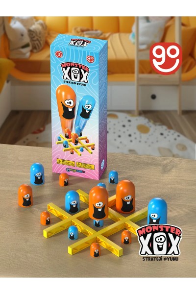 Go Toys Monster XOX Strategie-Zeitschenspiel – Taktisches Holz-/Kunststoff-Brettspiel ab 3 Jahren