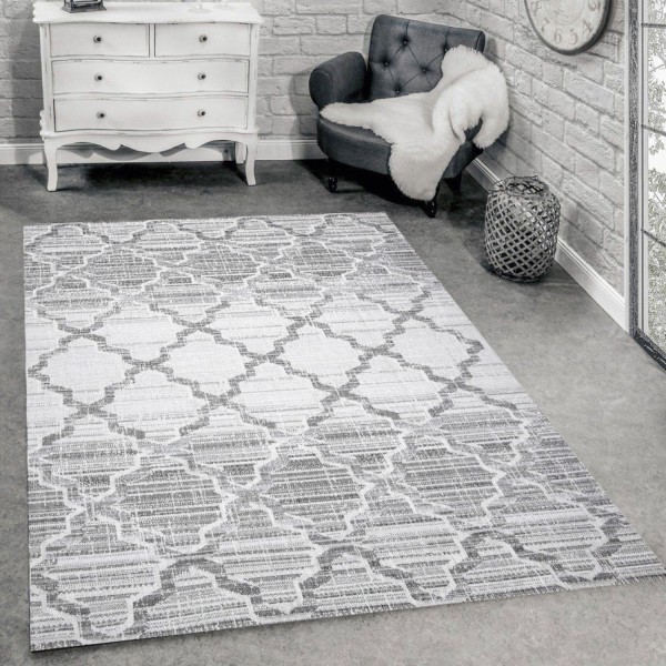 Teppich 120x160cm Kariert Grau Flache Oberfläche Teppichläufer Läufer