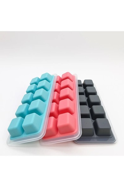Pural Silikon-Eiswürfelform mit Deckel & Drückfunktion – 12 Würfel