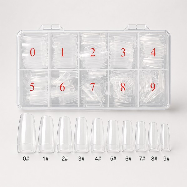 Künstliche Fingernägel Transparent 500 Stück Halbmond Tips Set