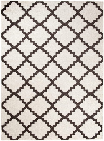 Moderner Teppich mit geometrischem Muster – Creme Schwarz