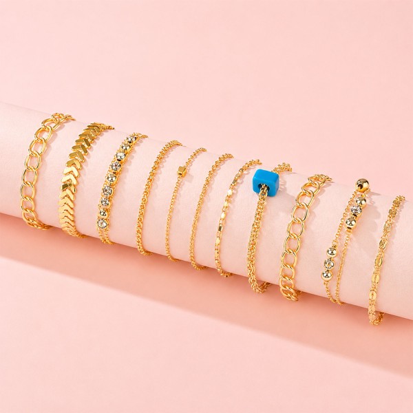 Damen Armbänder 10er Set Gold Edelstahl Kettenarmband Schmuck Geschenk
