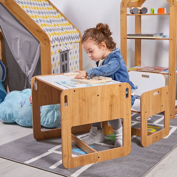 Kinder Schreibtisch Set aus Holz mit Stuhl – Spiel- & Lerntisch 2–4 Jahre