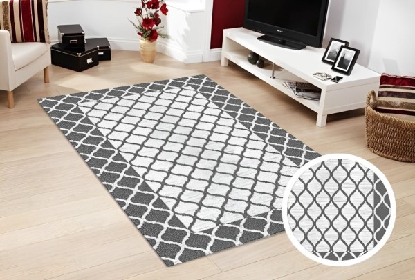Dinarsu Waschbarer Teppich 1123-Grey 4mm 6x Größen Läufer Grau