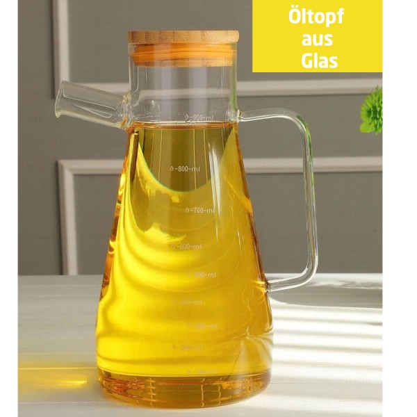 Moderne Ölkanne 900ml Borosilikat Glas Öl-Karaffe Ölkanne Ölspender Hitzebeständig