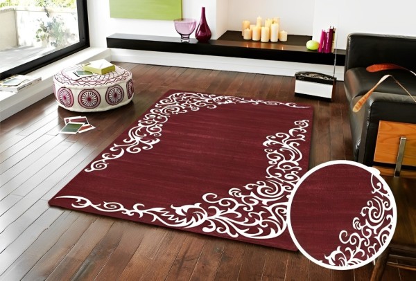 Dinarsu Waschbarer Teppich 1081-Bordo 4mm 6x Größen Läufer Bordeaux