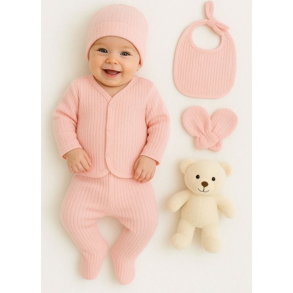 Baby Erstausstattung Set Mädchen Mädchen 5-teilig Baumwolle Rosa / Pink