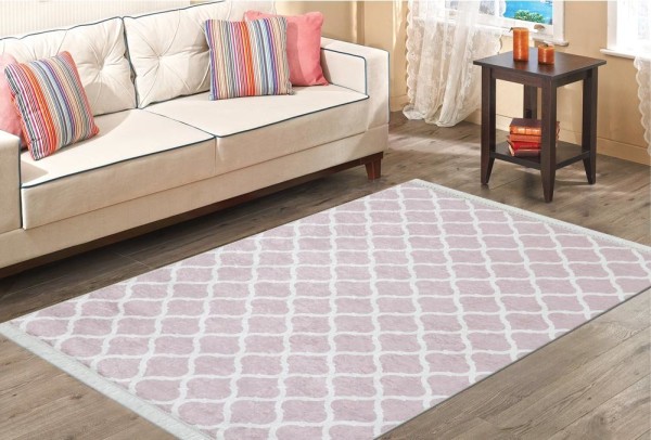 Dinarsu Waschbarer Teppich 1082-Rose 4mm 6x Größen Läufer Rose