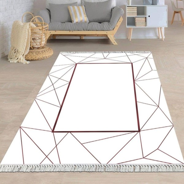 Teppich Abstract Harmony Waschbar & Flach Weiß Teppichläufer Wohnzimmer Flurteppich