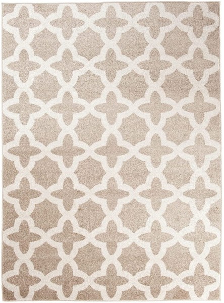 Moderner Teppich mit klassischem Muster – Beige Creme