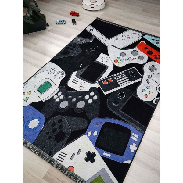 Oldschool Gamer Teppich Flach 8x Größen Waschbar Läufer Teppichläufer Gamermatte