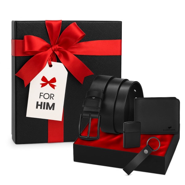 Frank Martin Männer Geschenkset Feuerzeug Gürtel Geldbeutel Geschenkbox Anhänger