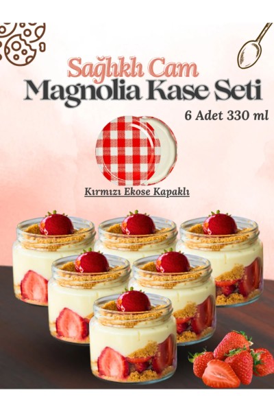 Milea 6er-Set Magnolya Dessertbecher mit bunten Deckeln – 330 ml Glaskombination